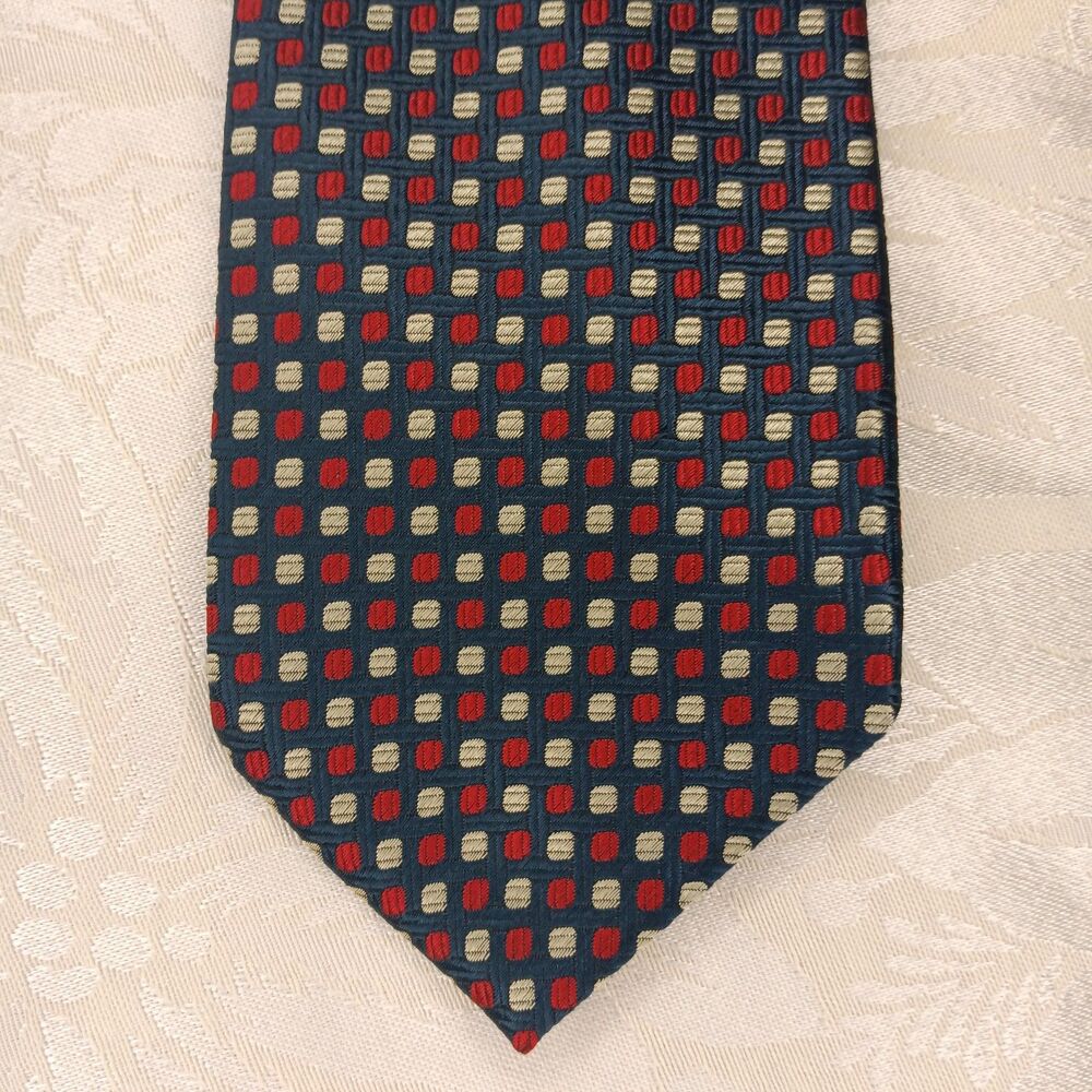 Michelsons Of London Pure Silk Geometric Neck Tie Made in England 56.5x 3.5